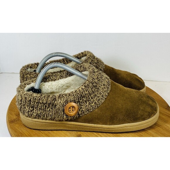 Clarks Brown Suede Mocs Women's Size US 9M Slip On Sherpa Lined Mocs - Picture 2 of 7